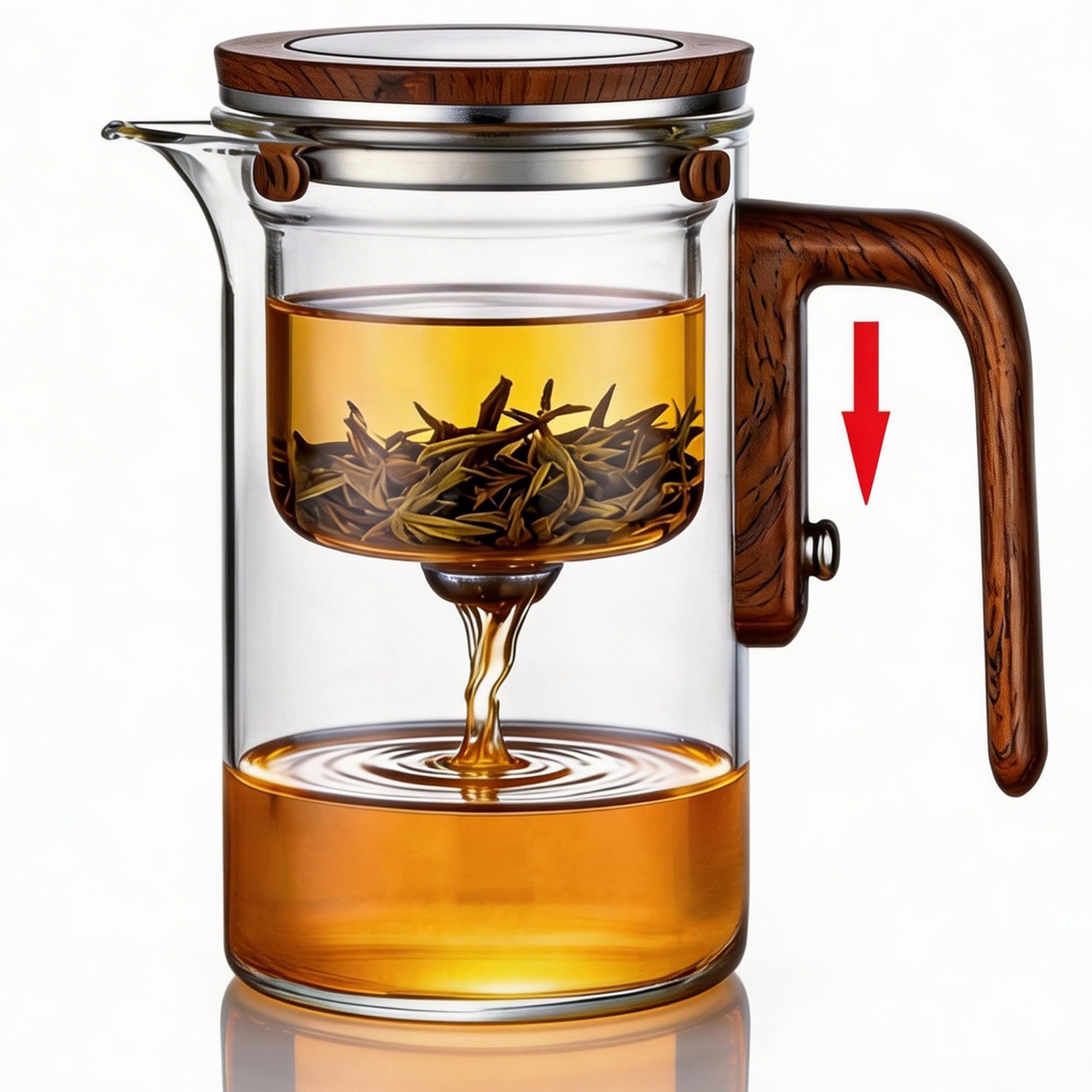 Enchanti Tetera, tetera mágica de cristal con diseño de brujería creativa, infusor de té de cristal desmontable para té suelto, ideal para preparar té (Transparente, 20oz)
