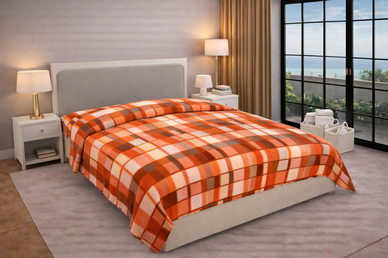PROZONE Polyester Soft Printed King Size Duvet Cover/Quilt Cover,Razai Cover, Dohar, 90x100 Inch (Orange)-image-12