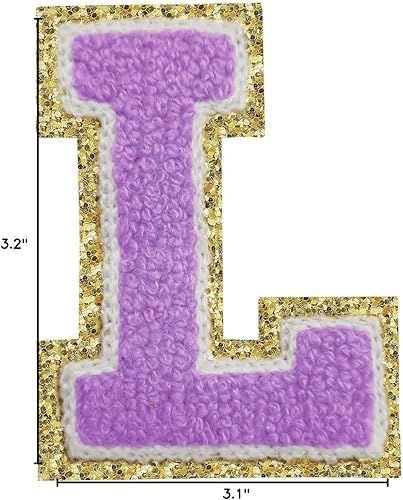 Miniatura 134 de Parches de letras termo-adhesivas de felpilla para chaquetas, parches de letras universitarias con brillantina para planchar en la letra azul A