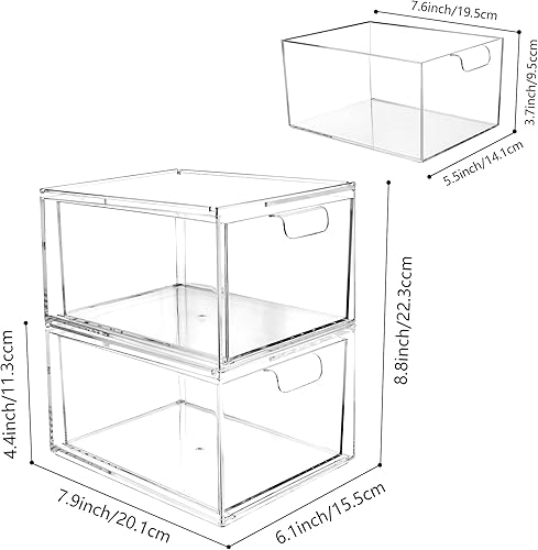 Miniatura 3 de Organizador de cajones, organizador de escritorio apilable con particiones interiores extraíbles para organización y almacenamiento de tocador,