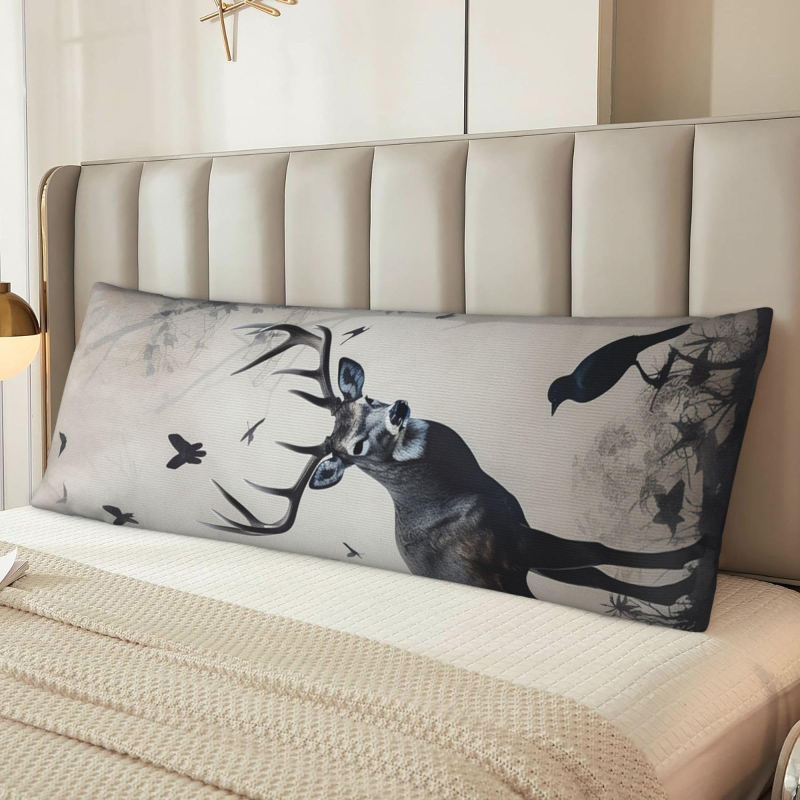 Hunting Silhouette of Deer Body Pillow Case Cover, Microfiber Long Pillow Cases, Ultra Soft and Cozy Plush Body Pillowcase Decorative Long Bed Pillow Cover for Sleeping 20x54 Inches