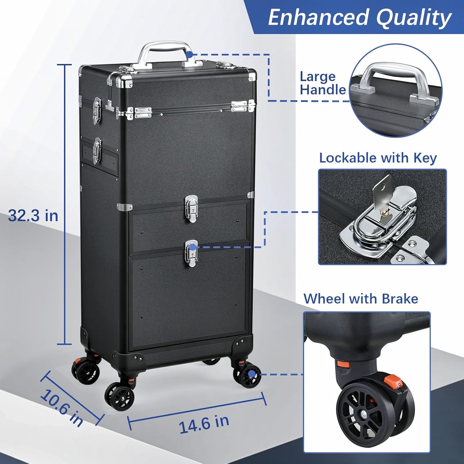 Salon Cart with 4 Drawers, Hair Stylist Cart with Wheels Portable Salon Station with Worktop Tray, Rolling Makeup Train Case Cosmetology Case for Barbering or Hairstyling Service - Image 5