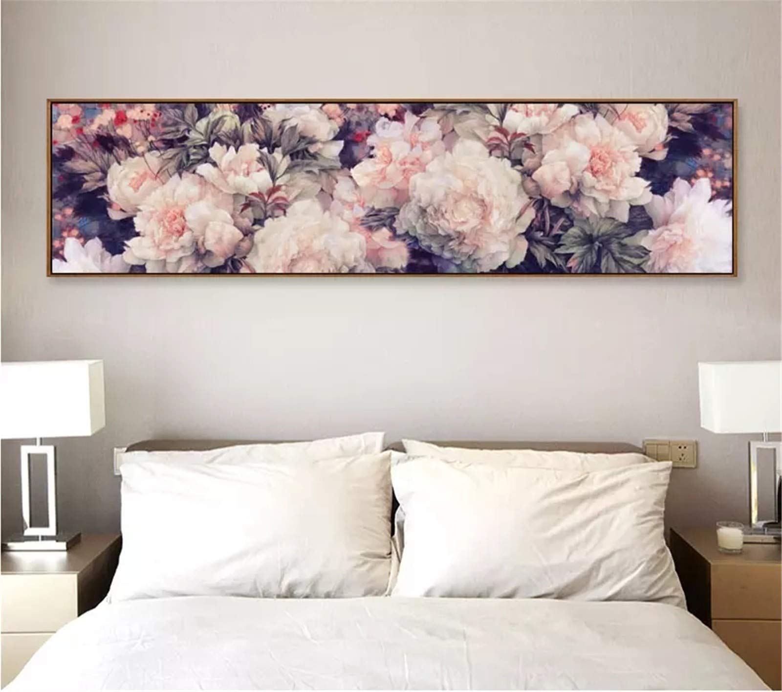 Peinture diamant 5D pivoine rose grand format 24x48inch kit complet strass carrés