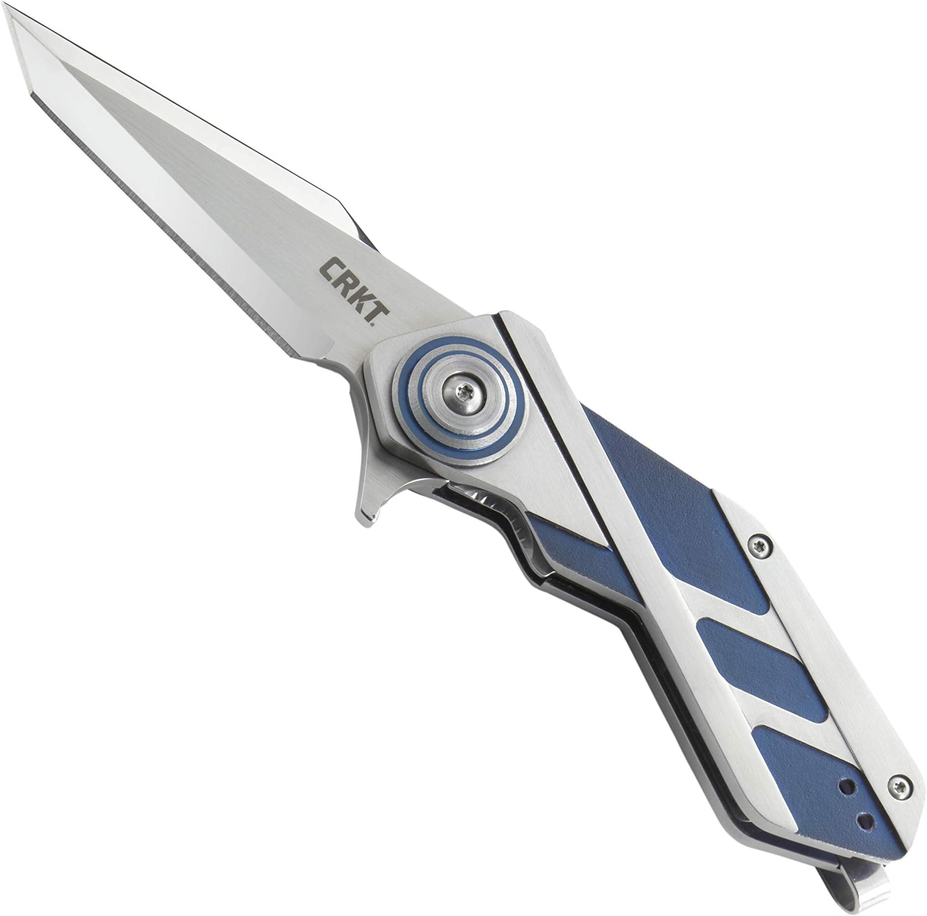 CRKT Deviation Folding Pocket Knife: Distinctive, Futuristic Design, Dual Blade Finish, Tanto Point, IKBS Ball Bearing Pivot, Liner Lock, Two Tone Handle, Reversible Pocket Clip 2392