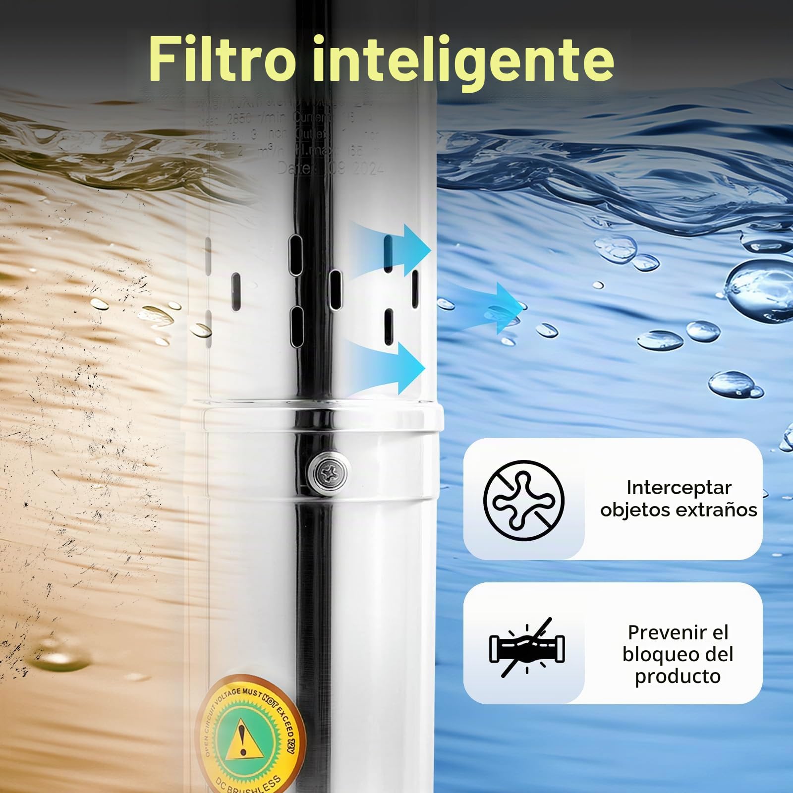 Bomba para pozos profundos, 24 V y 370 W, bomba sumergible de acero inoxidable, flujo máximo 2 m³/h, bomba sumergible solar para riego industrial de jardines