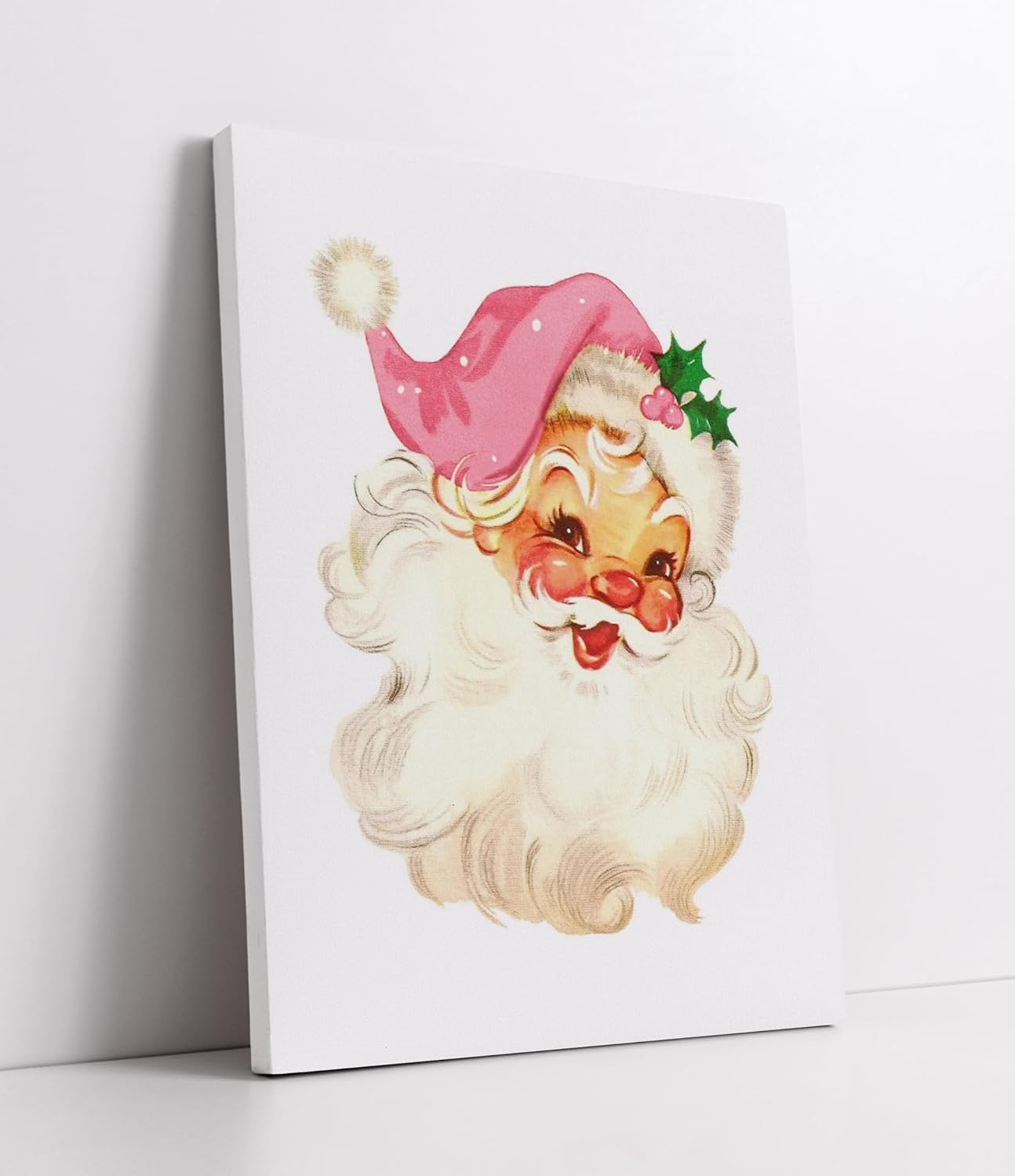 LiTiu Pink Christmas Wall Decor,Santa Pictures for Wall