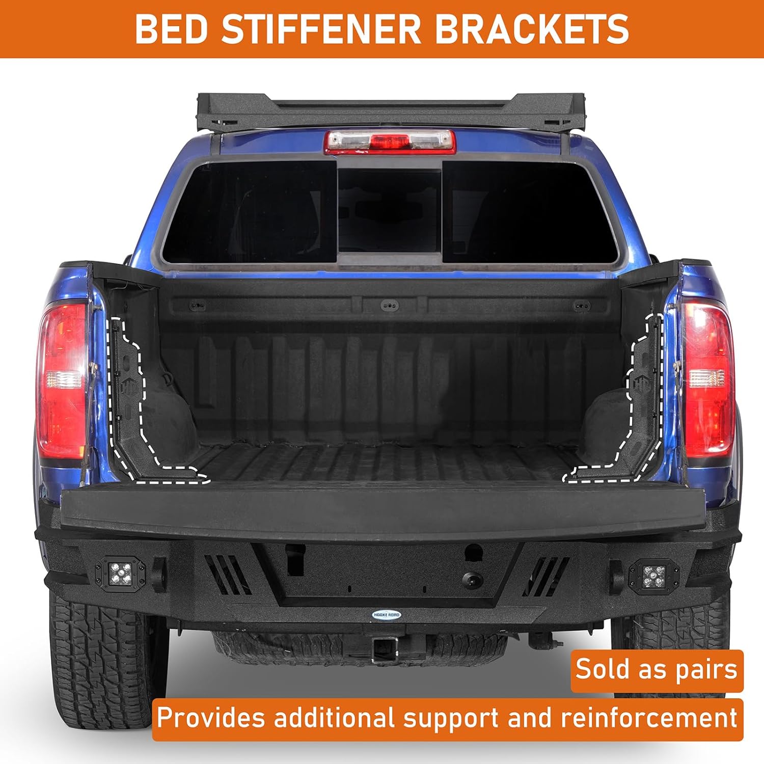 Hooke Road Colorado Bed Channel Stiffener Support Brackets for 2015-2022 Chevy Chevrolet Colorado & GMC Canyon Pickup Truck - Pair