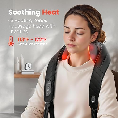 Miniatura 5 de COMFIER Masajeador de cuello inalámbrico con masajeador de espalda de calor y vibración