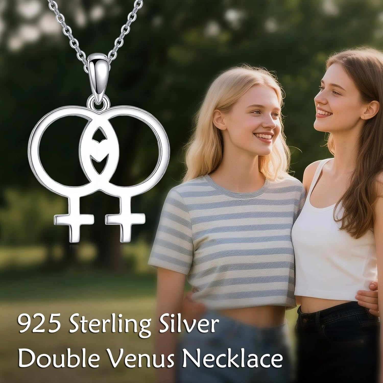YAFEINI Lesbian Pride Necklace 925 Sterling Silver Lesbian Symbol Lgbt Pride Necklace LGBT Pride Jewelry Gifts for Women - Image 5
