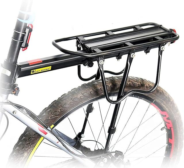 Queta Rear Rack Mountain Bike, Adjustable Bike Rack, Aluminum Alloy Road Rack, Maximum Load 50kg with Reflector