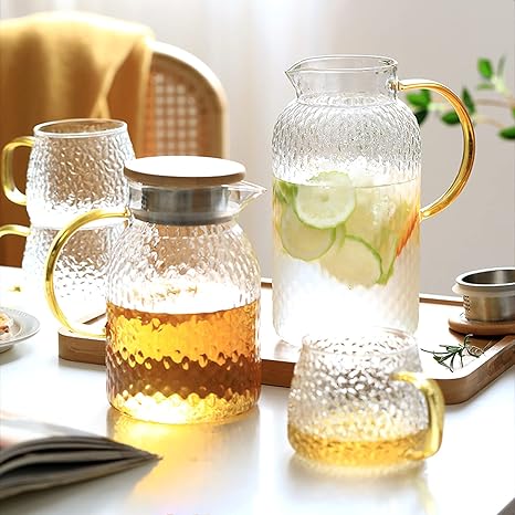 Amazon Hanxiaolong 耐熱 ガラスピッチャー ガラスポット 直火可 麦茶 ポット ガラスピッチャー おしゃれ 水差し アイスティー 花茶 アイスティー 家庭会社用 00ml Size 3 Pieces ピッチャー 冷水筒 オンライン通販