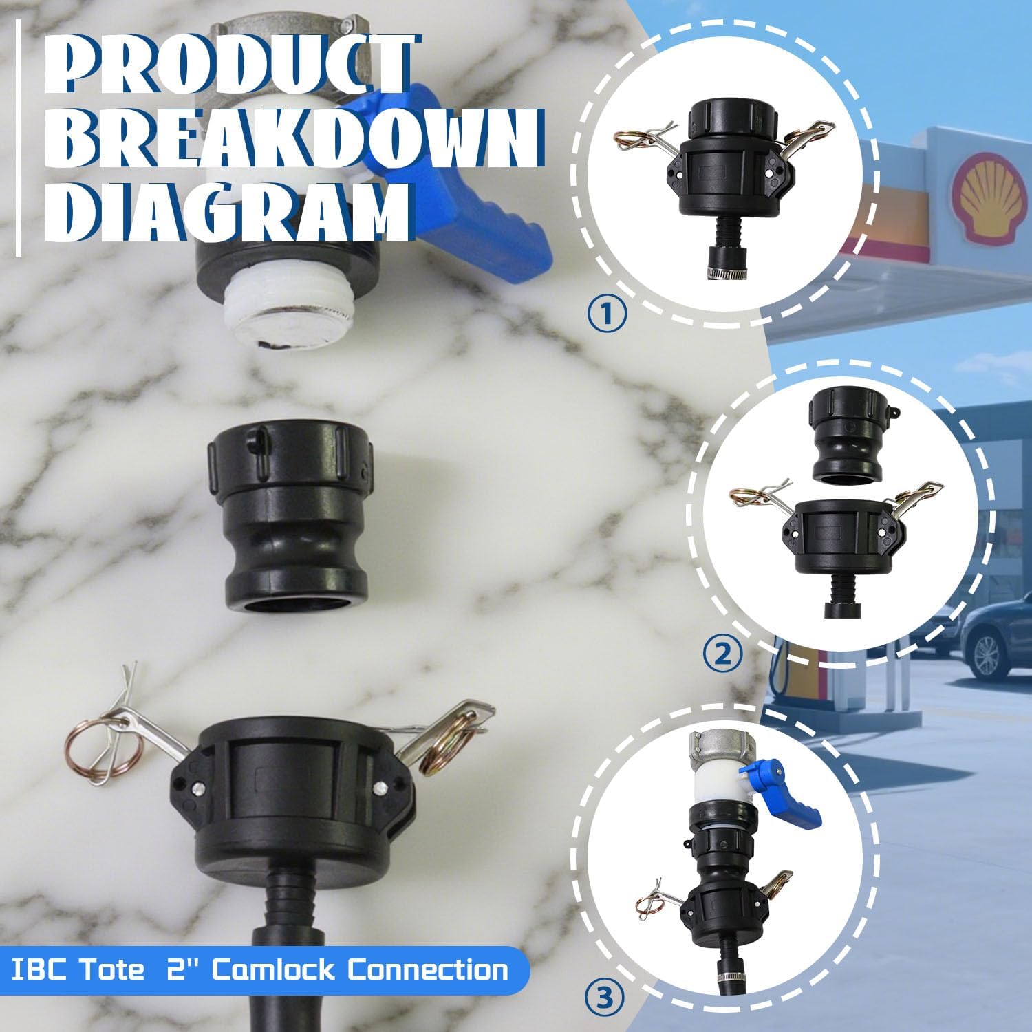 DEF Hose w/DEF 2" Camlock Connection Gravity Flow Kit Tote/IBC Compatible Portable Pump Unit Mobile Pump Unit DEF System