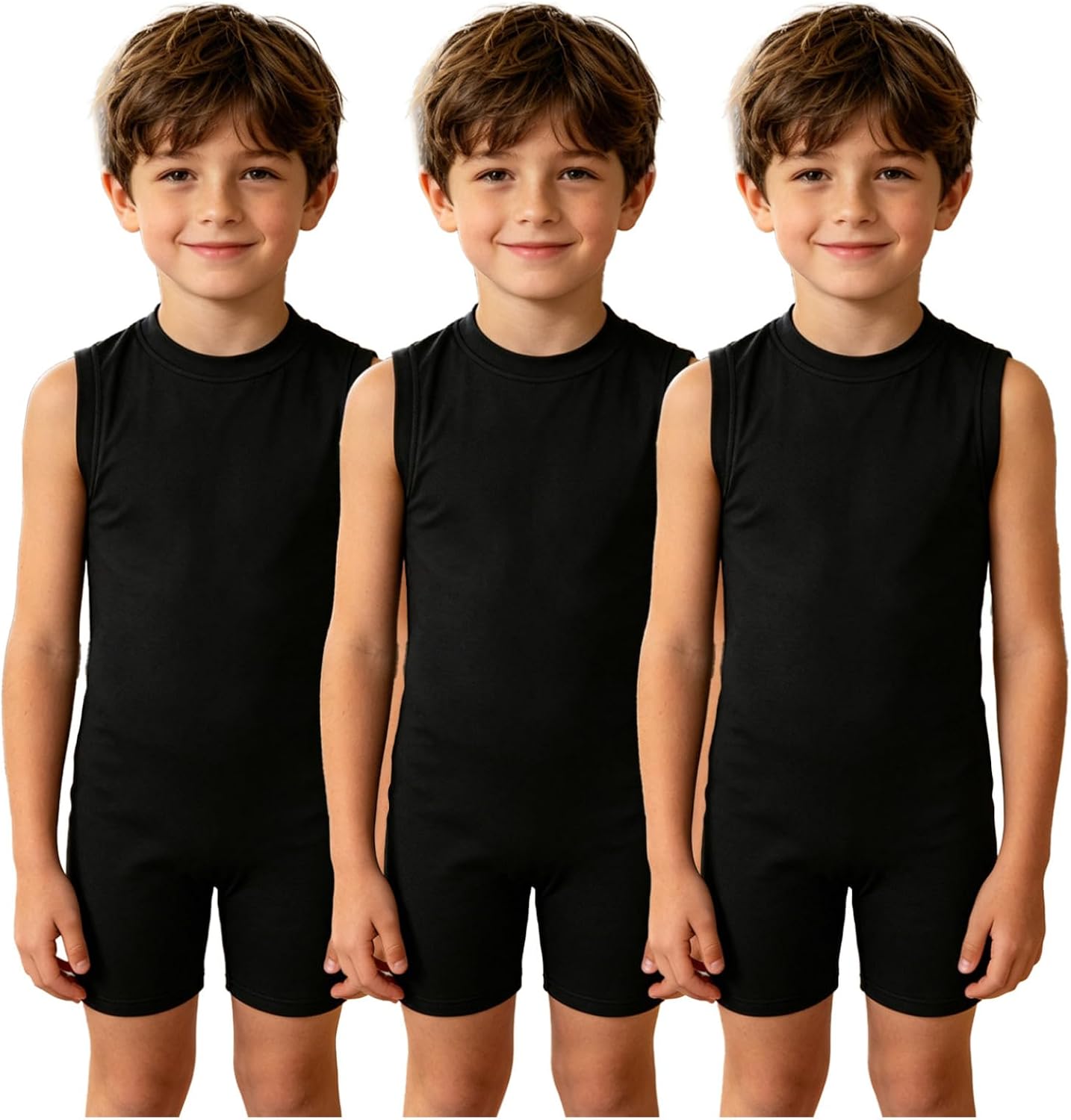 3 Pack Special Needs Adaptive Clothing for Kids Boys Girls Sleeveless Anti-strip Romper Zip Back Jumpsuit