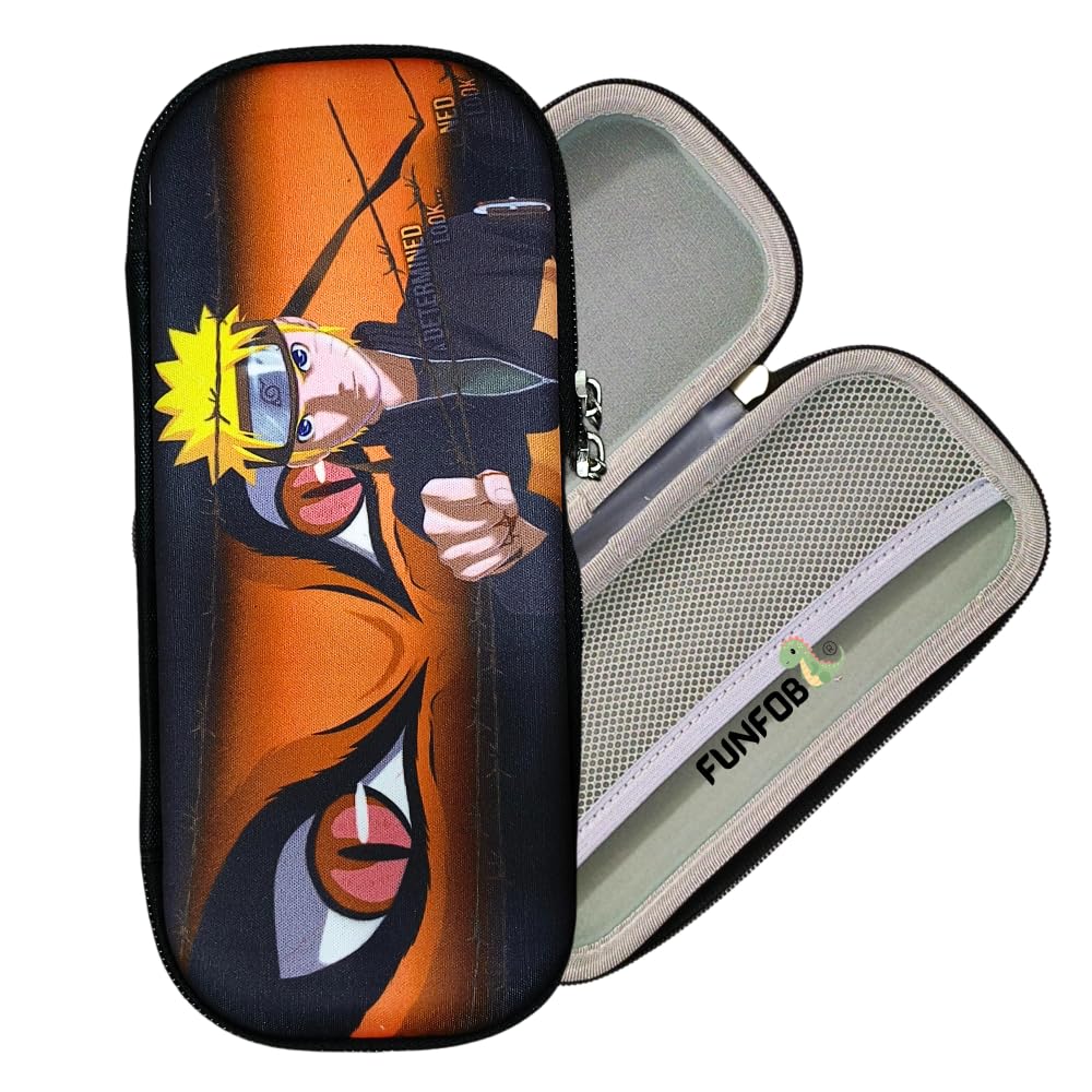 Funfob Polyester Naruto Pencil Box For School College For Pen Pencil Or Other Stationery Products Pencil Pouch Travel Or Cosmetic Case (Naruto Orange Eye)-image-19