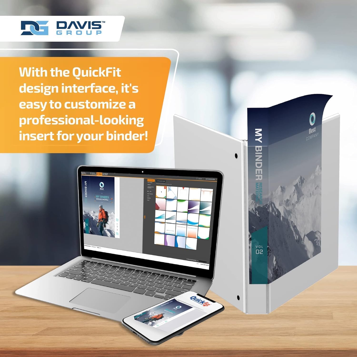 Davis Group QuickFit Junior Binder, Premium Small Clear-View 3-Ring Binder for School, Office, or Home, Made in Canada, 5.5" x 8.5", White, 6 Pack, 1 Inch