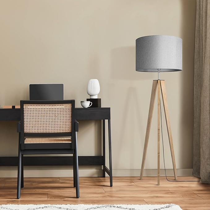 Paco Home Paco Home Standing Lamp Tripod Reading Lamp Fixture Bedroom E27 Fabric Lampshade Solid E14 With Switch photo 2