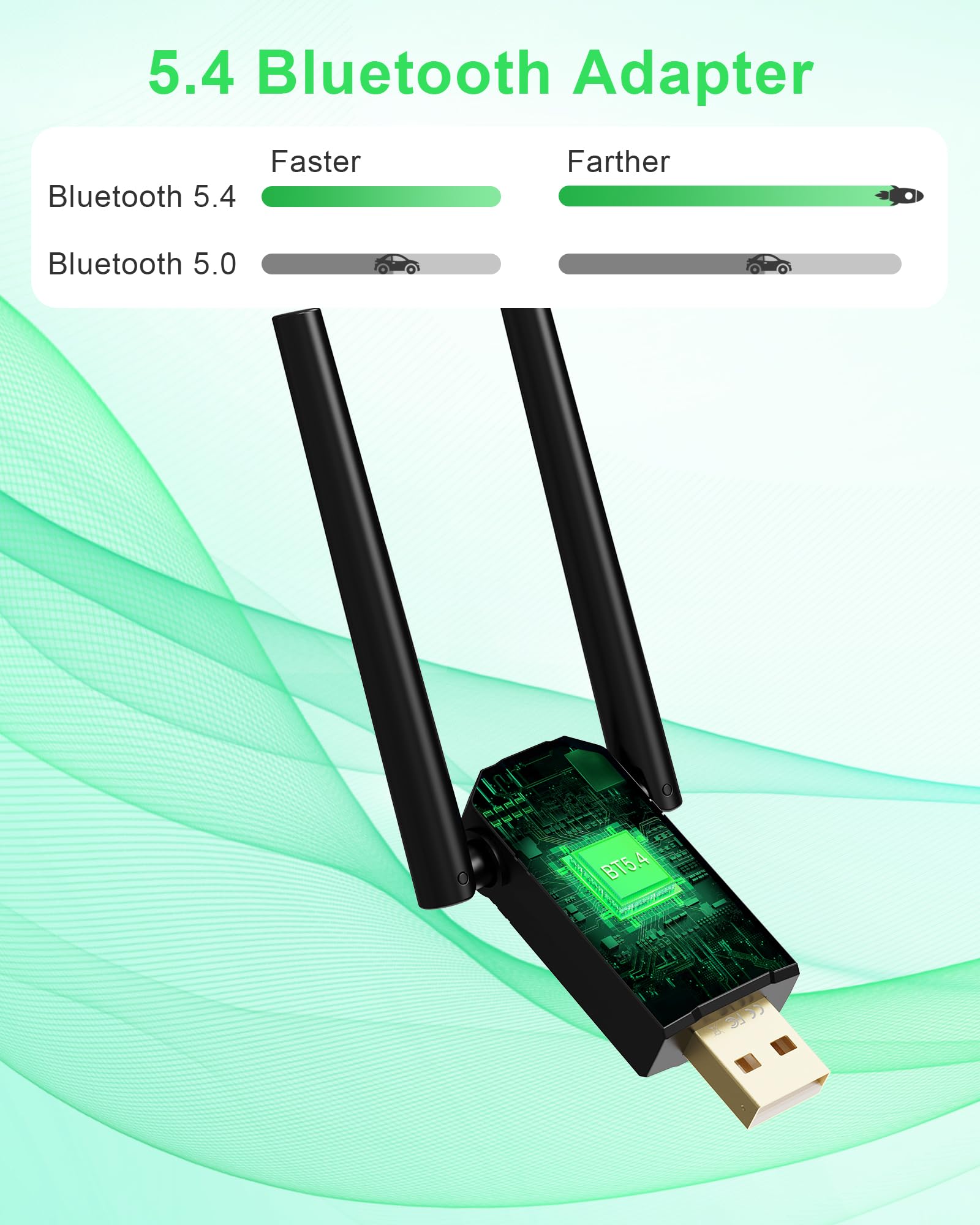 Adattatore Bluetooth 5.4 USB Per PC - Dongle Con Portata 150m, Plug & Play, Supporta PS5, Switch, Cuffie E Altri Dispositivi - Foto 8