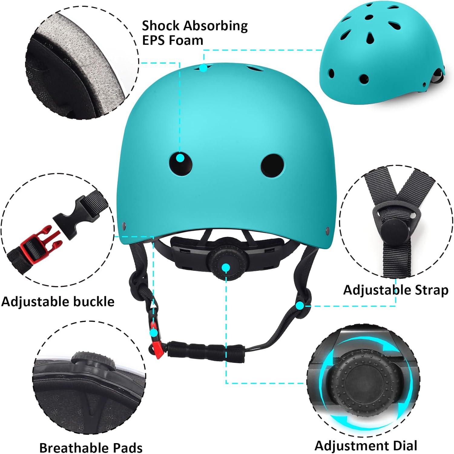 Kids Toddler Bike Helmet,2 Sizes Adjustable Youth Boys Girls Helmet Multi-Sports Adjustable for Scooter Bicycle Skateboard Cycling Roller Inline Skating - Image 3