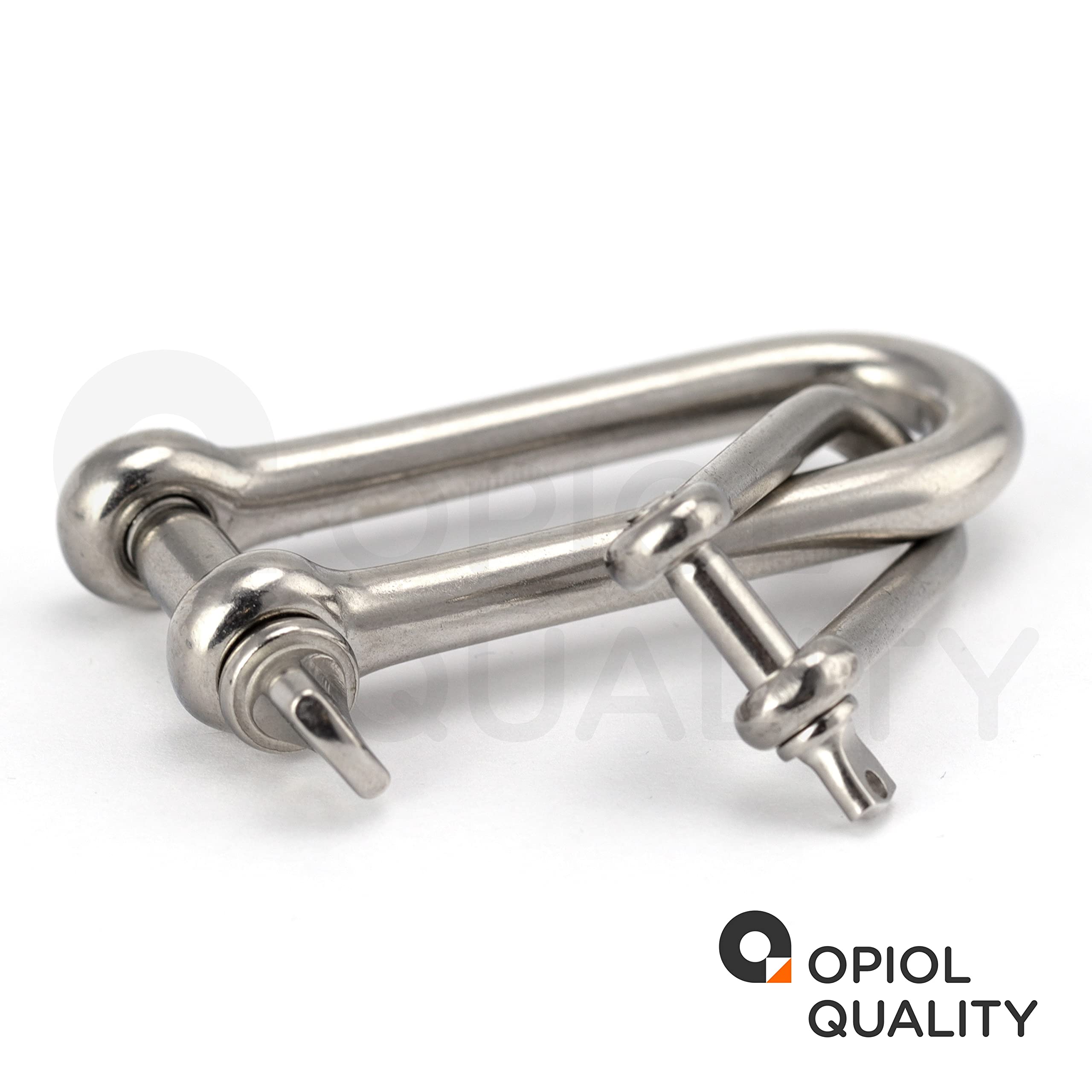 OPIOL QUALITY® Schäkel Geschweift Form 4mm aus Edelstahl A4 V4A (1 Stück) Rundschäkel Verbinder Drehschäkel D-Schäkel Augenbolzen Drahtseil Seil Boot Säurebeständig