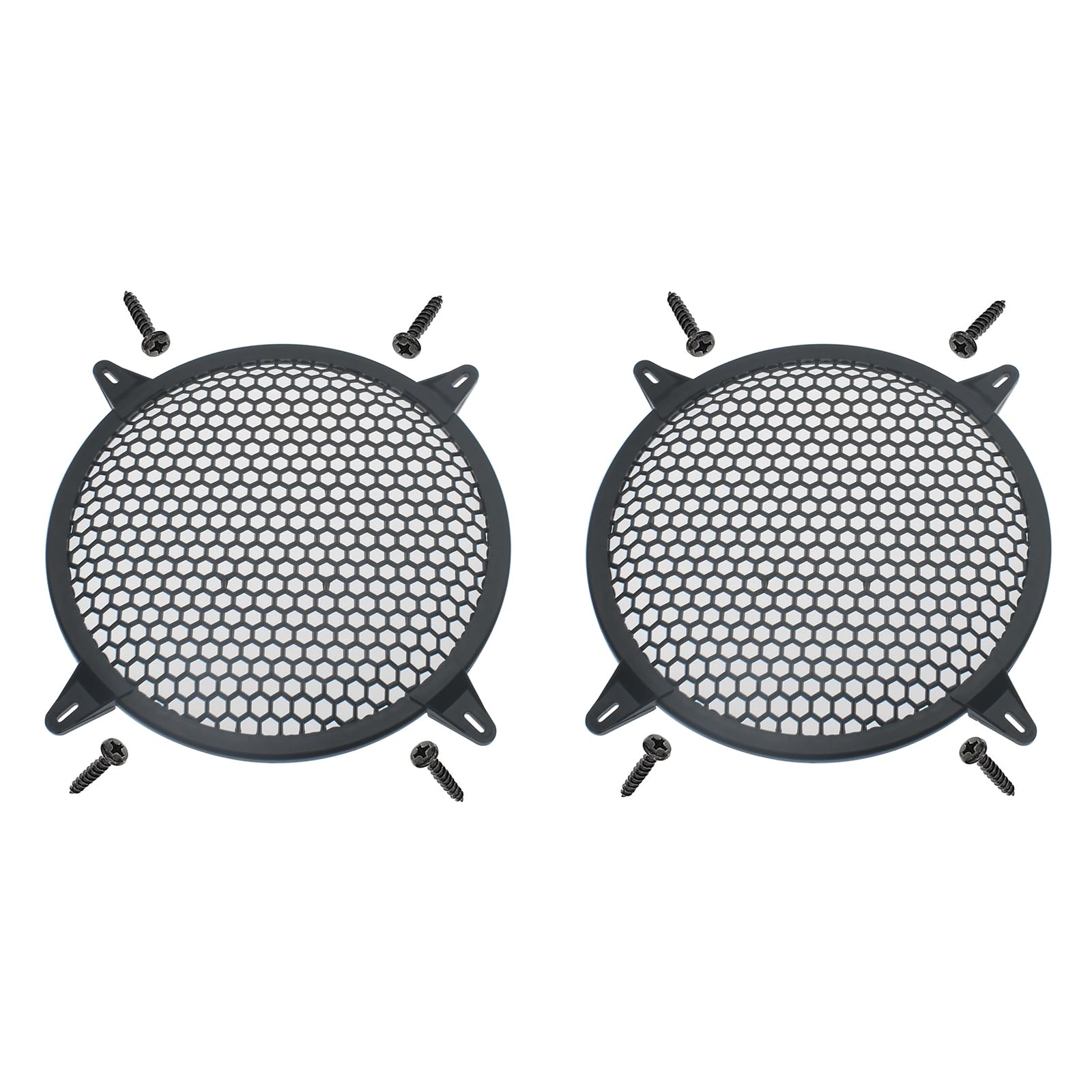 SYCZIOHU 2 Pcs 10 Inch Speaker Grill Plastic Round Subwoofer Grill with 4 Pcs Clamps Waffle Protector Guard Speaker Cover Decorative Car Audio Grille