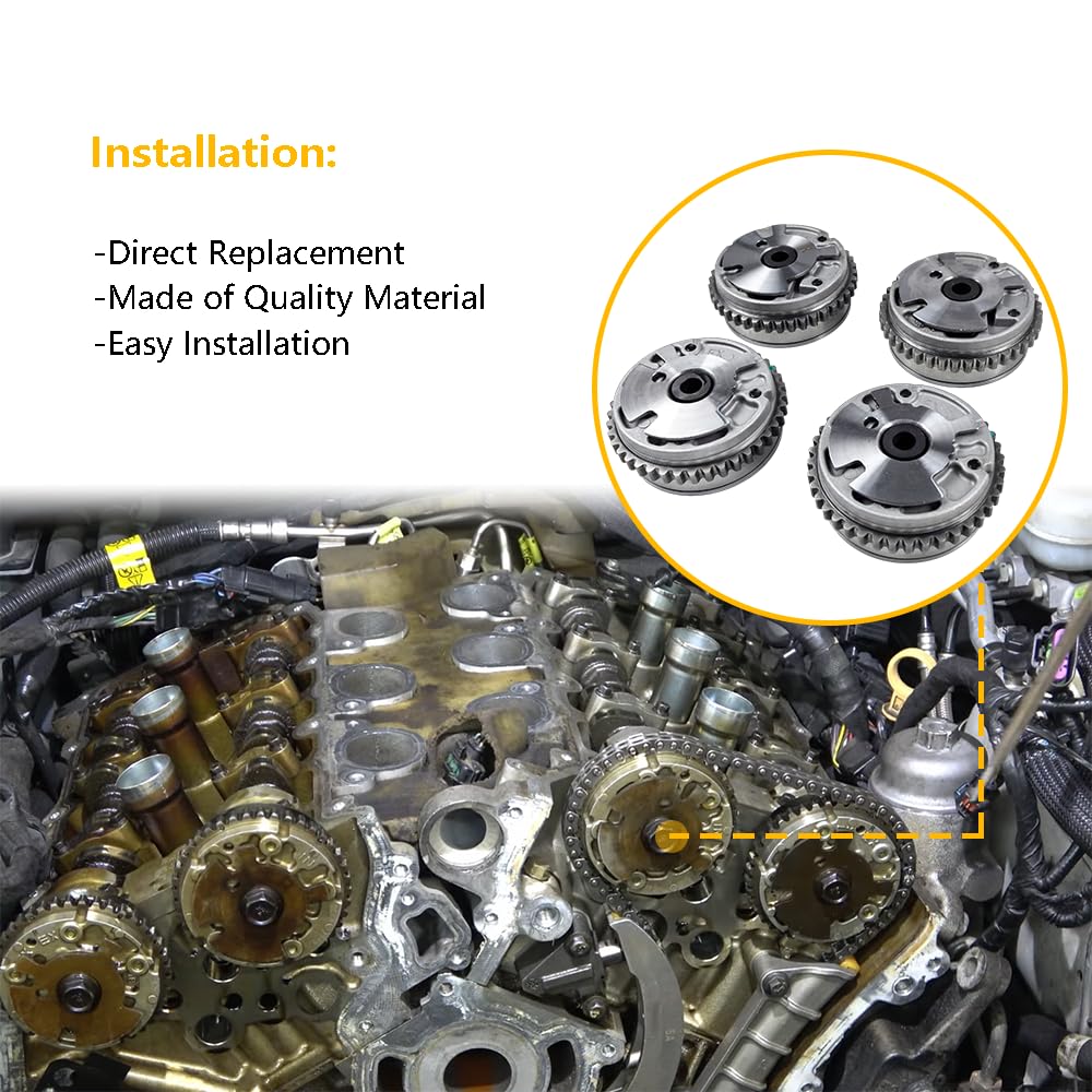 4PCS Intake Exhaust Variable Valve Timing VVT Sprocket Cam Phaser Camshaft Gear w/Bolt | Fit for Buick Cadillac ATS CTS Chevrolet Camaro GMC Pontiac Saab Saturn Suzuki | OE 12626160 12626161 12624464