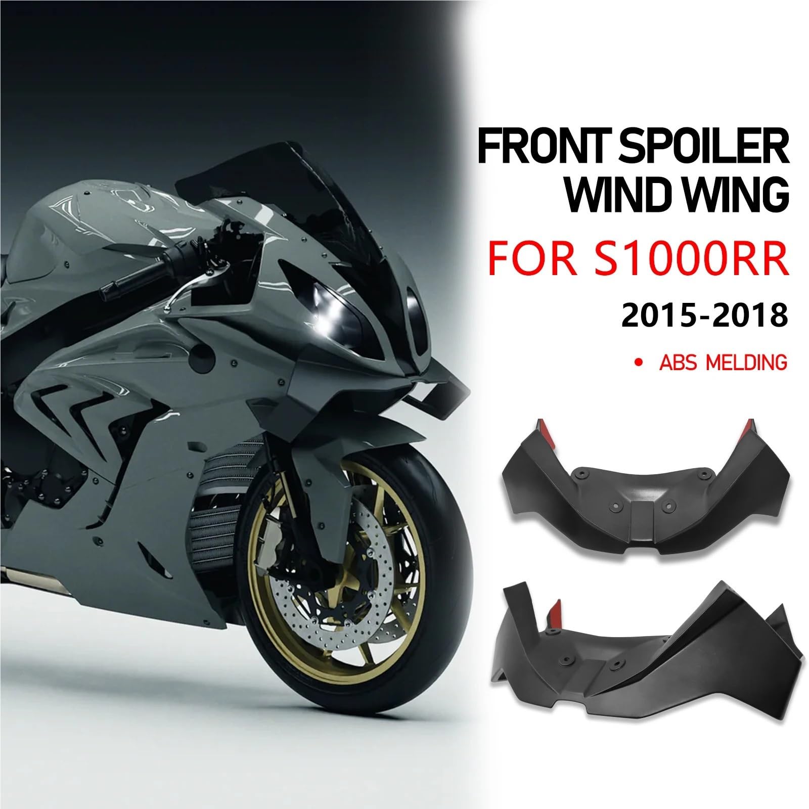 Front Bumper Splitter dachowy Pasuje do BMW S1000RR 2015-2018 Zestaw aerodynamicznego spojlera przedniego z wingletem motocyklowym