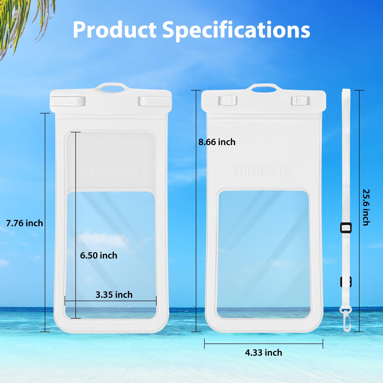 Pochette Étanché Téléphone Portable – Sac Étanche Avec Cordon Tour De Cou Réglable Pour Plage, Piscine, Kayak, Croisière Et Sports Nautiques