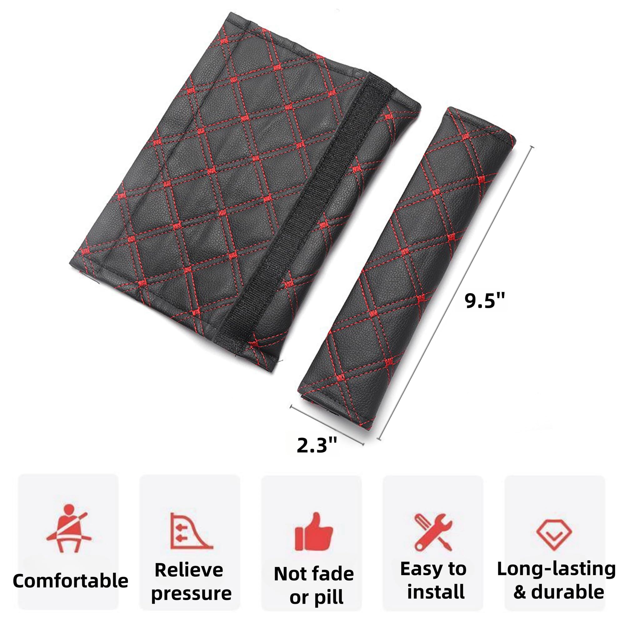 Paquete de 2 almohadillas de hombro para cinturón de seguridad de coche, de piel suave, acolchadas, para alivio de presión, transpirables y duraderas, cómodas, decoración interior del coche y