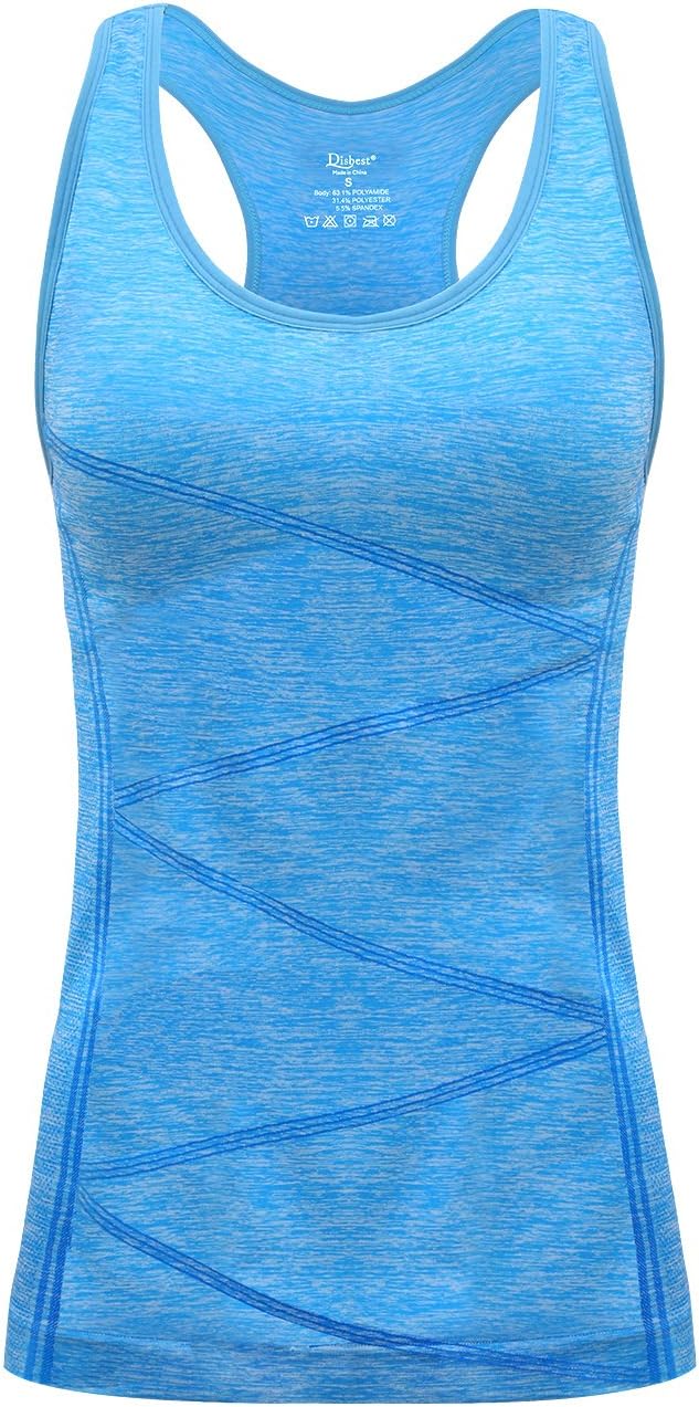 Disbest Yoga Tank Top, Women's Performance Stretchy Quick Dry Sports Workout Running Top Vest with Removable Pads