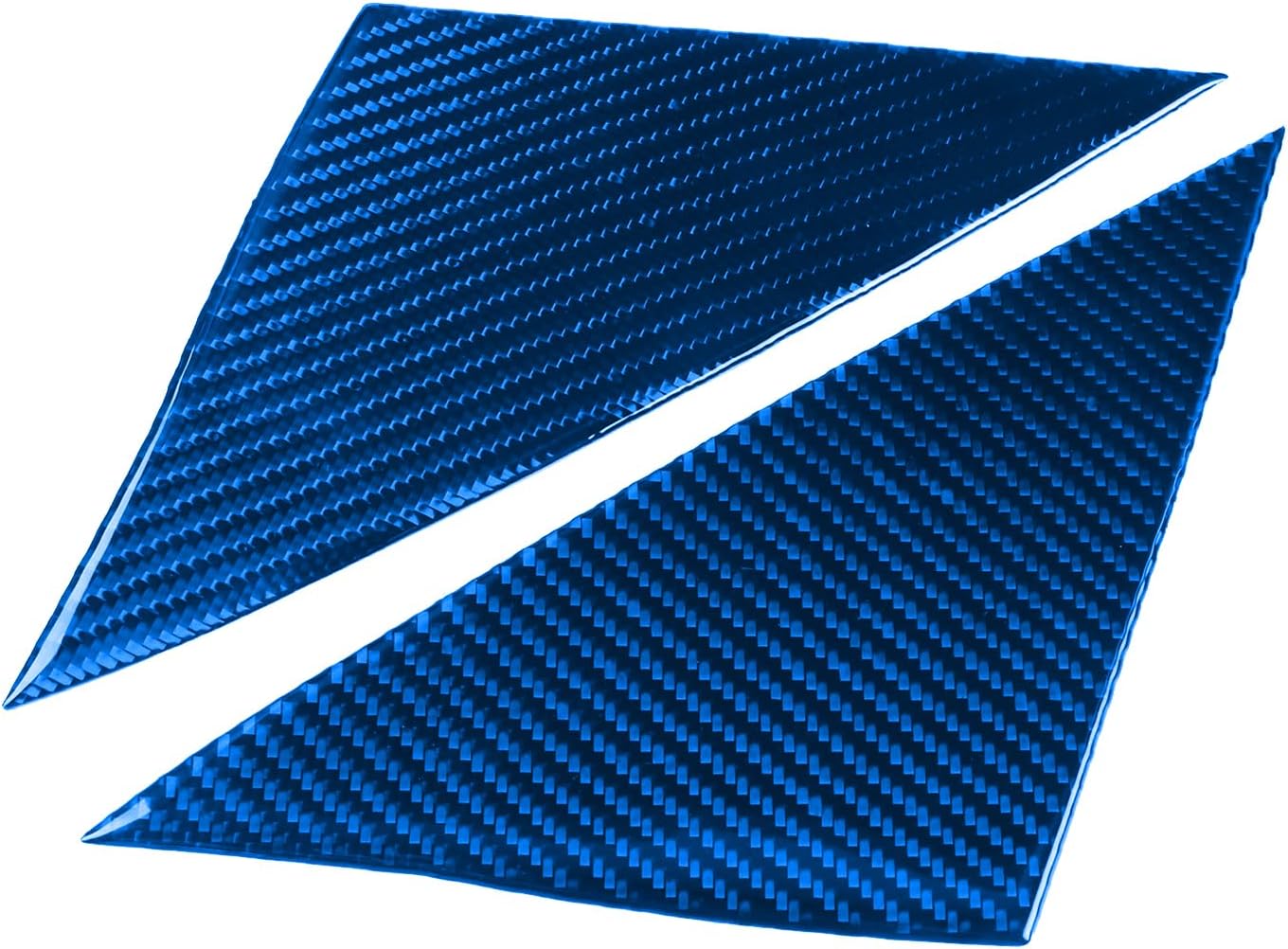Real Quality Carbon Fiber Decals Compatible with Tesla Model Y 2020 2021 2022 2023 2024 2025 Car A-Pillar Triangular Window Decoration Panel Auto Exterior Accessories Sticker Dark Blue