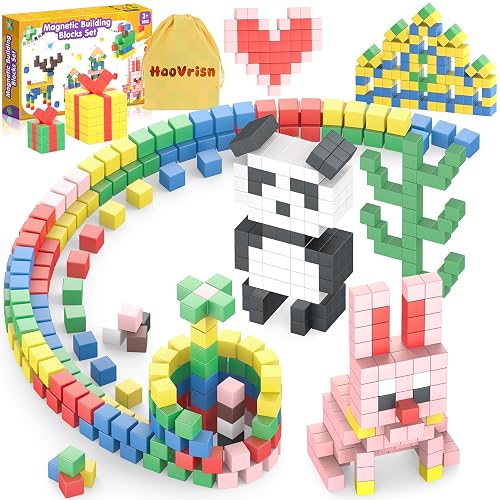 HaoVrisn Bloques Magneticos Construccion Niños, 108 Piezas magneticas niños, Juguetes Montessori de Cubos Magnéticos, Regalo & Juguetes Niños 3 4 5 6 7 8 9 Años (2.5CM*2.5CM)