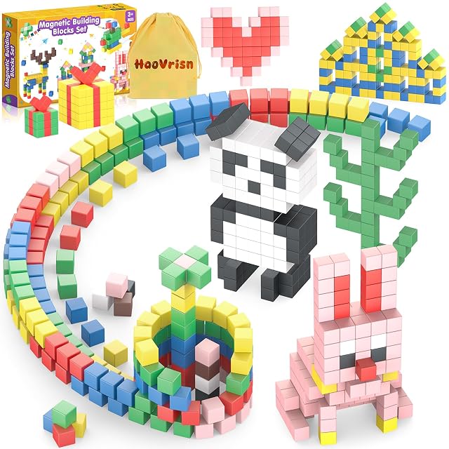 HaoVrisn Bloques Magneticos Construccion Niños, 108 Piezas magneticas niños, Juguetes Montessori de Cubos Magnéticos, Regalo & Juguetes Niños 3 4 5 6 7 8 9 Años (2.5CM*2.5CM)