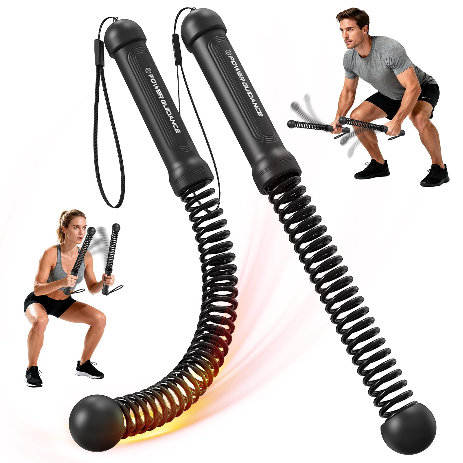 Power GUIDENCE 2PCS Ropeless Battle Ropes for Home Gym, Portable