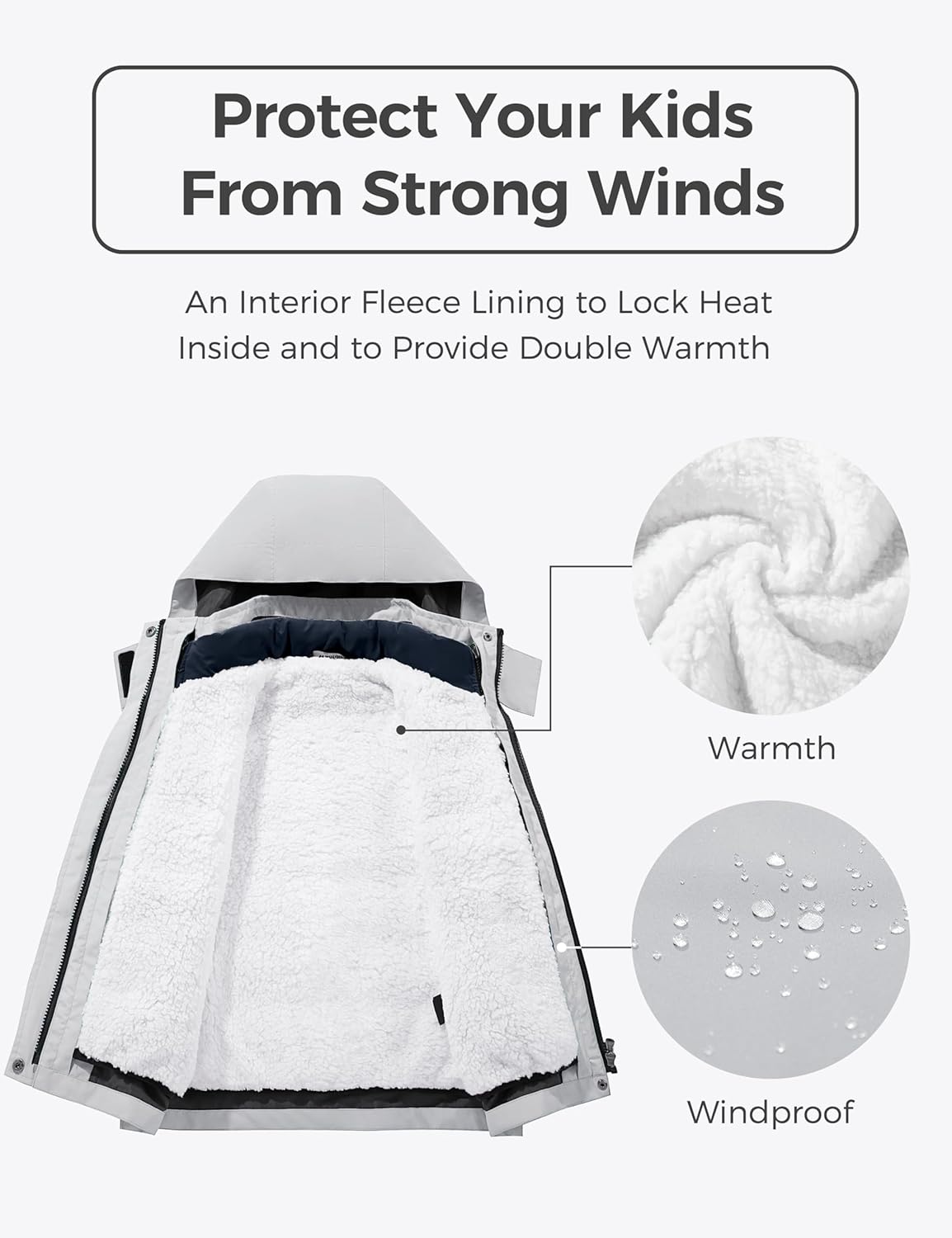 wantdo Boy's Ski Jacket Waterproof 3 in 1 Snow Coat Warm Fleece Winter Coat - Image 6