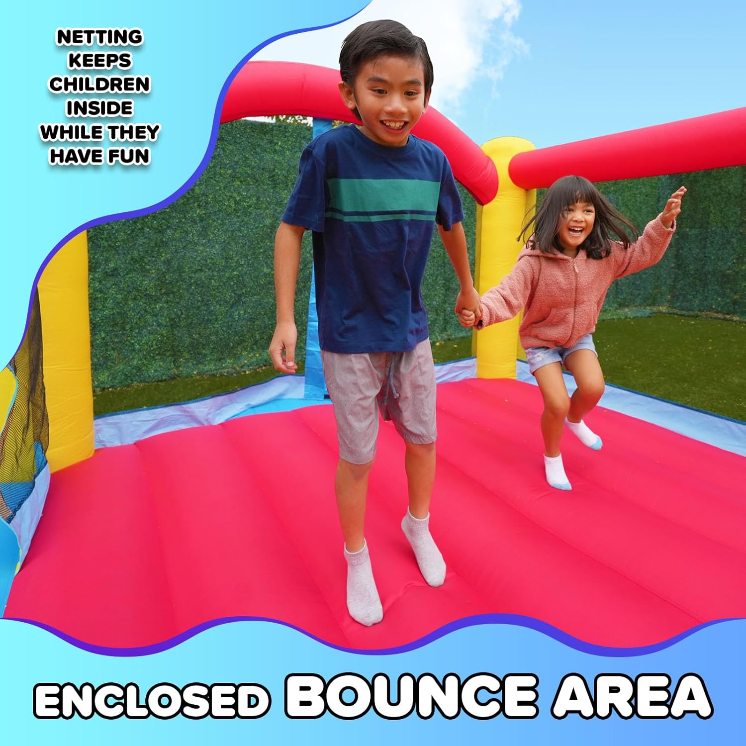 Sportspower My 1st Jump N Play Inflatable Bounce House with Slide, Heavy Duty, ASTM Certified, Large Indoor/Outdoor Bouncer for Kids with 400W Blower