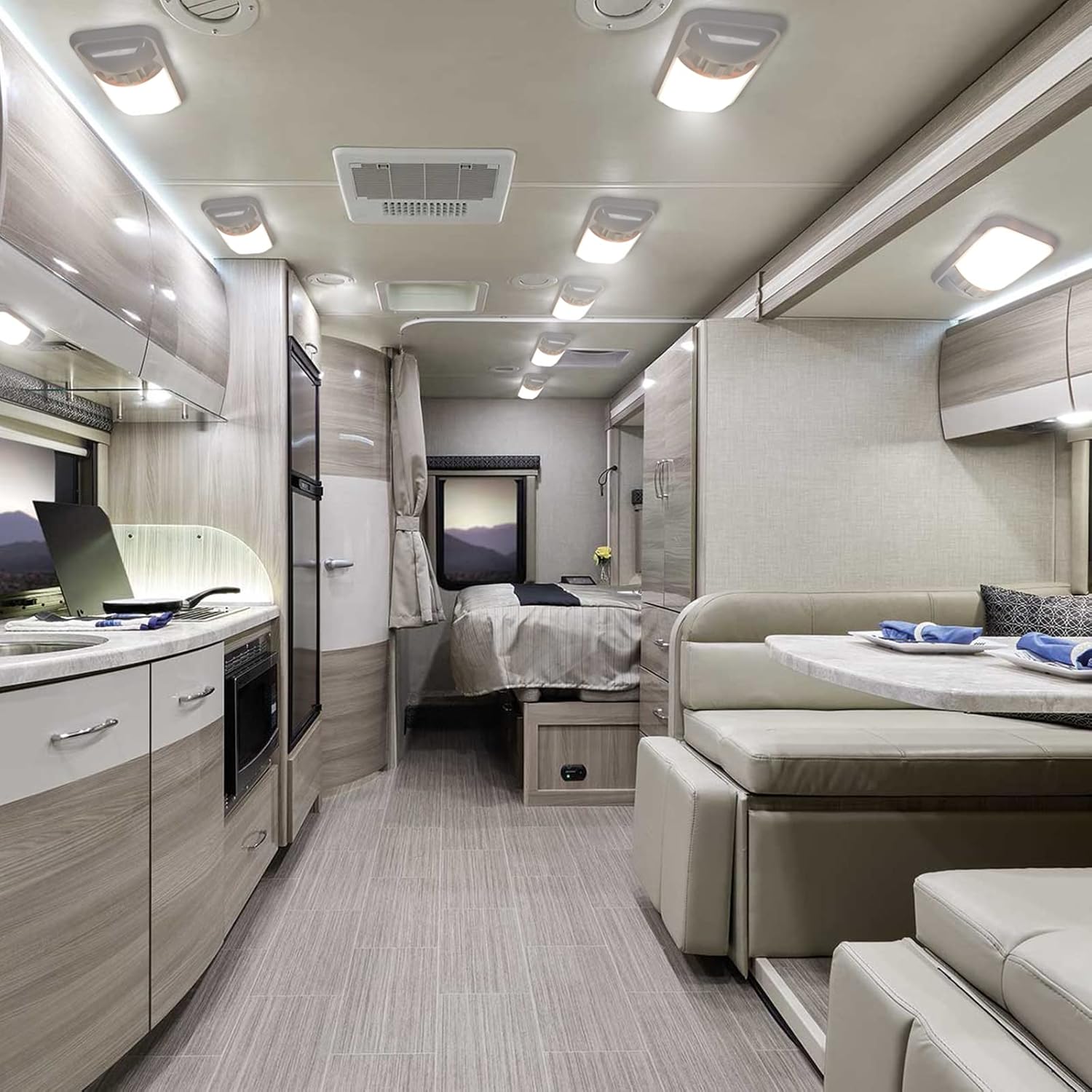 12V Led RV Ceiling Dome Light Frosted RV Interior Lighting 500LM 4W Natural White Single Dome Light Fixture for RV Trailer Camper Truck Van Boat (4000-4500K)