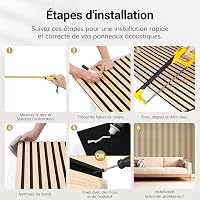 TONOR set 2 panouri acustice 3D decorative din stejar, 120 x 60 cm, 1,44 m², panouri fonoabsorbante pentru perete, dormitor, sufragerie, birou 8