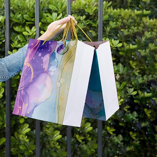 Miniatura 7 de Bolsas de regalo de mármol con asas - Bolsas de mármol coloridas para fiestas con pañuelos