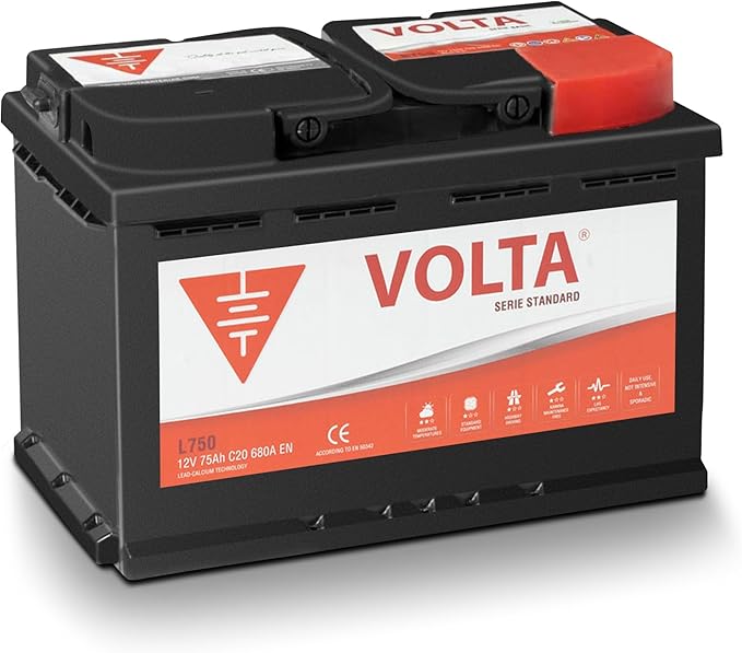 Batería de Coche Volta Basic L750D 75Ah 680A con Borne Positivo Derecho y Garantía Europea