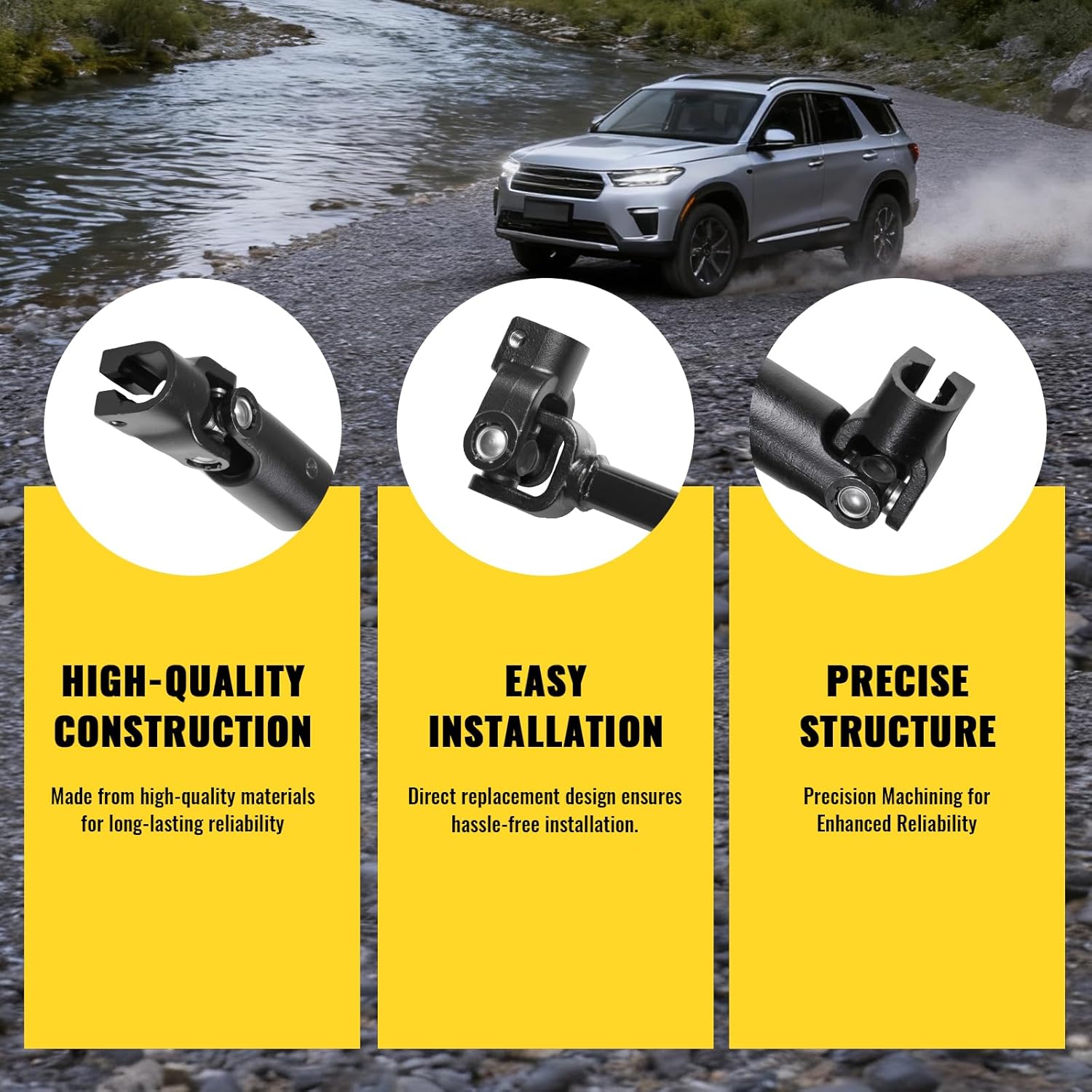 TUCAREST 425-274 Lower Steering Shaft Column w/U-Joint Compatible with 1987 88 89 90 91 92 93 94 1995 Je-ep Wrangler (w/Power Gear Steering) Replace # 52007017 52007017AA 52007017AB 52007017AC