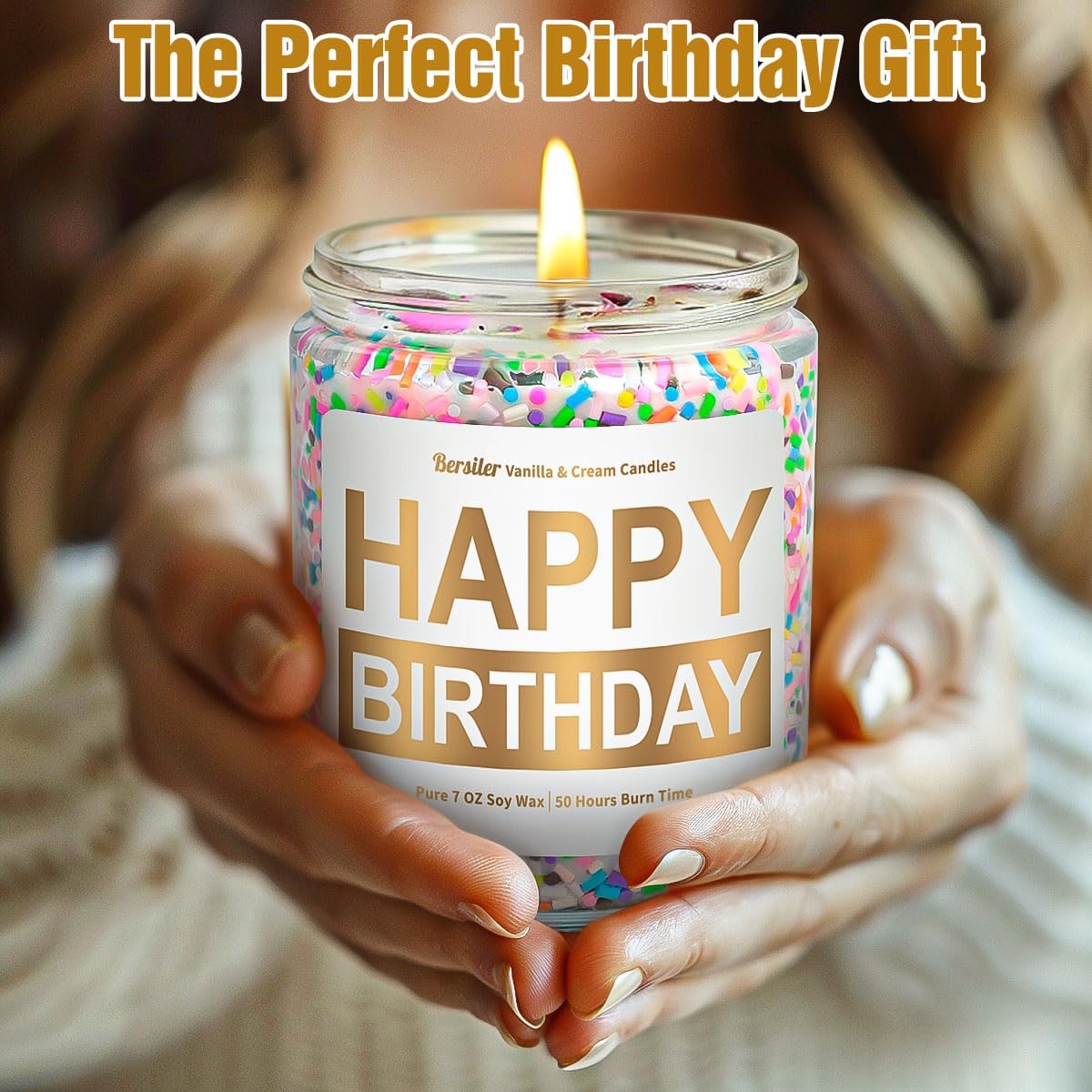 Happy Birthday Candle Gifts for Women, Vanilla Cream Birthday Candle, Unique Birthday Gifts for Her Best Friend Women, 7oz Soy Wax Scented Candle - Image 5