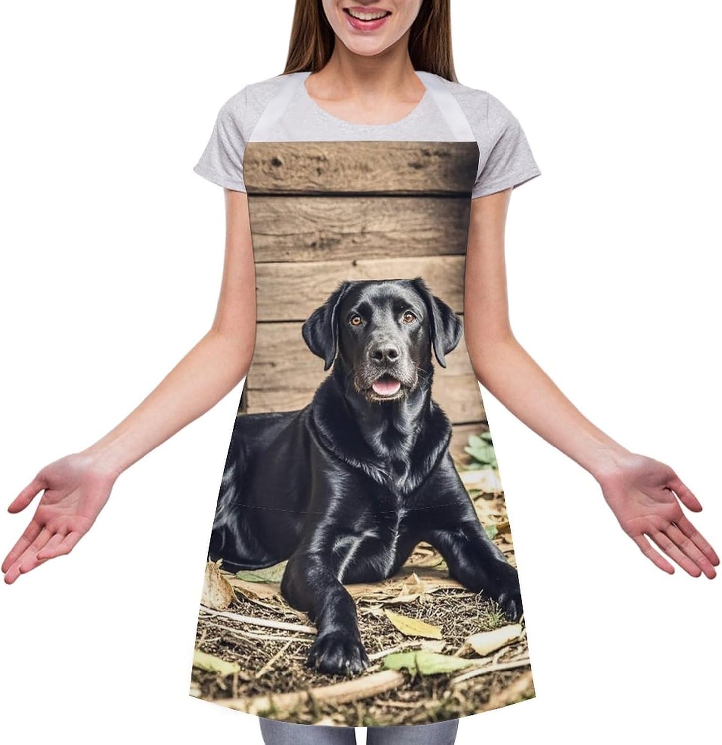 Black Labrador Apron for Cooking Kitchen Chef Aprons with Pockets Unisex Professional Adjustable Bib Aprons Restaurant Waterdrop Resistant Apron for Men Women Waiter