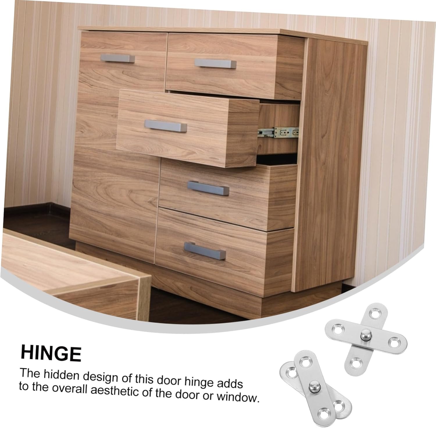 Toyvian 20pcs Stainless Steel Hidden Door Hinge Rotatable Hinge Easy to Install for Doors