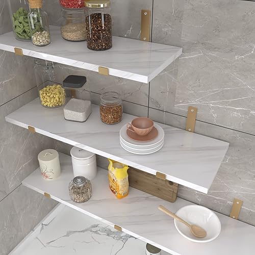 Miniatura 6 de VIOPVERY Papel tapiz de mármol blanco para despegar y pegar de 35 x 197 pulgadas, impermeable, extraíble, papel de contacto para encimeras, cocina,