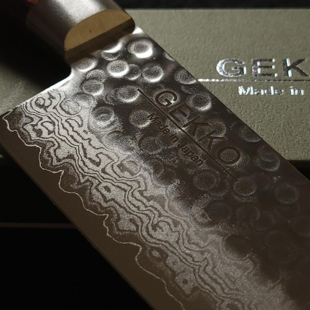 VG10 ダマスカス 三徳包丁185mm 茶柄 G1706E 月光作