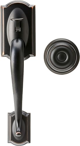 Vista 54 de SCHLAGE FE285 622 Acc CAM LH - Juego de manijas, estilo de agarre inferior, negro mate, con reborde decorativo, colección Camelot