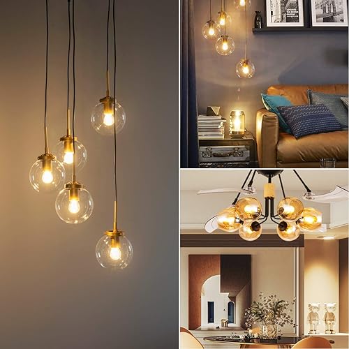 Miniatura 4 de ANWIO Bombilla de filamento LED G14 de 4.5 W (equivalente a 60 W), regulable 2700 K, base de tornillo E26 blanca cálida, bombilla decorativa Edison,