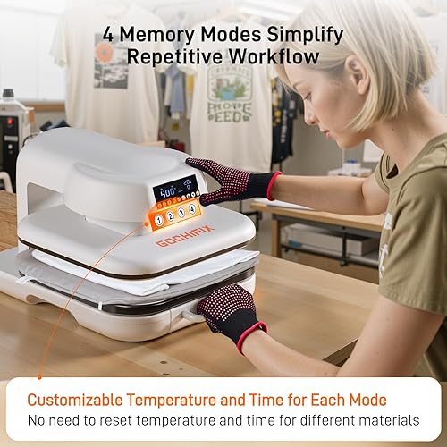 Miniatura 6 de Máquina de prensa de calor para camisetas, máquina automática de prensa de camisas de 15 x 15 pulgadas con 4 modos de memoria, apagado automático de