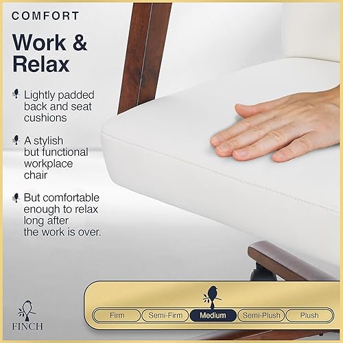 Miniatura 8 de Finch Neo One Silla de oficina con respaldo medio en tapicería de terciopelo suave, asiento de cojín de espuma media, reposabrazos de madera