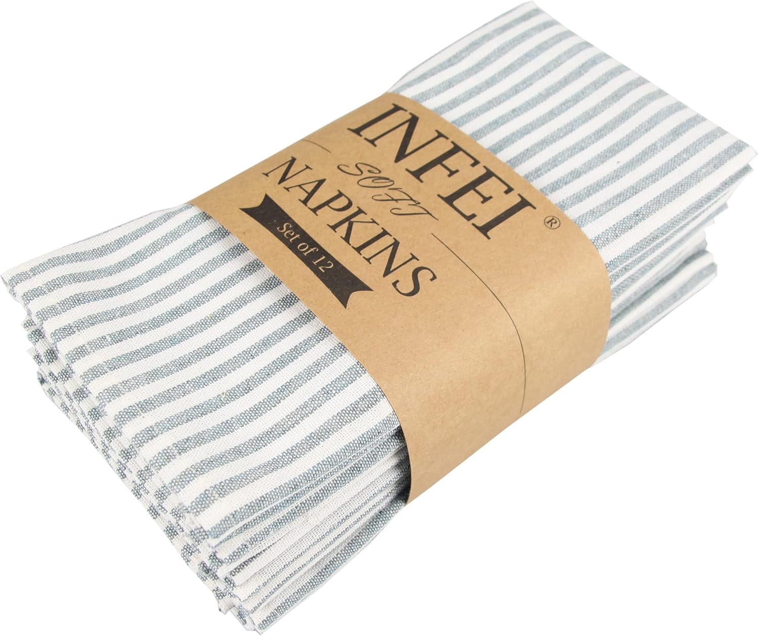 Flash Deals - 40% OFF INFEI Plain Striped Linen Cotton Dinner Cloth Napkins - Set of 12 (17 x 17 inches) - for Events & Home Use (Ocean) 70% Off Discount INFEI Plain Striped Linen Cotton Dinner Cloth Napkins - Set of 12 (17 x 17 inches) - for Events & Home Use (Ocean)